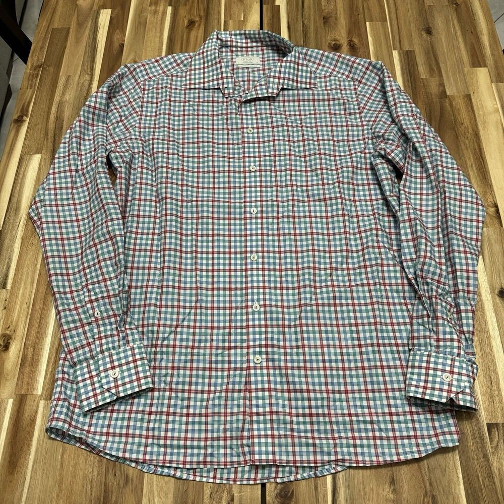 Eton Dress Shirt Mens 43/17 Check Trunk Club Long Sleeve Button Up Formal‎ Party
